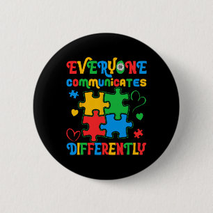 Badge Rond 5 Cm Chacun communique une Sensibilisation sur l'autism