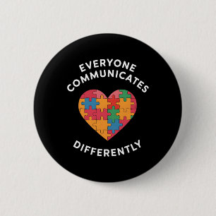 Badge Rond 5 Cm Chacun communique une Sensibilisation sur l'autism
