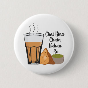 Badge Rond 5 Cm Chai Bina Chain Kahan Hindi Citation Thé Glass Sam
