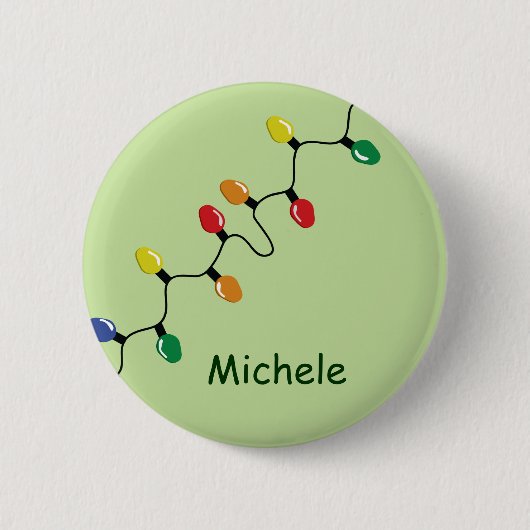 Badge Rond 5 Cm Chaîne d'ampoule de Noël avec nom (Devant)