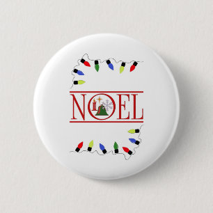 Badge Rond 5 Cm chaîne de lumières NOEL rétro