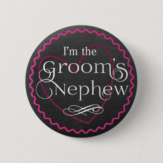 Badge Rond 5 Cm Chalkboard Pink Heart Mariage | Nephew de Groom