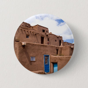 Badge Rond 5 Cm Chambre Nouveau Mexique de pueblo de Taos Adobe de