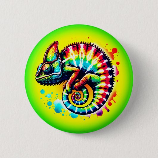 Badge Rond 5 Cm Chameleon Cravate-Dye (Devant)
