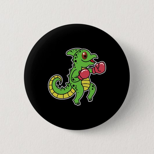 Badge Rond 5 Cm Chameleon fait la boxe (Devant)