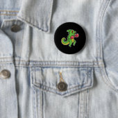 Badge Rond 5 Cm Chameleon fait la boxe (En situation)
