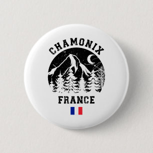 Badge Rond 5 Cm Chamonix France Alpes Station de ski alpin Camping