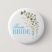 Badge Rond 5 Cm Champagne bleu Cheers & Coeurs Team Bride Mariage (Devant)