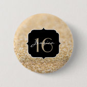 Badge Rond 5 Cm Champagne or parties scintillant scintille Sweet 1 (Devant)