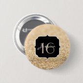 Badge Rond 5 Cm Champagne or parties scintillant scintille Sweet 1 (Devant & derrière)