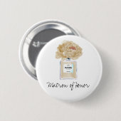 Badge Rond 5 Cm Champagne Peonies & Parfums Matron d'honneur (Devant & derrière)