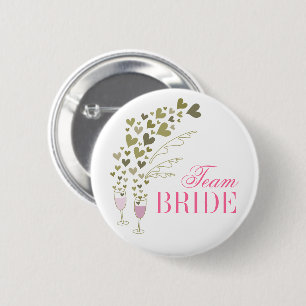 Badge Rond 5 Cm Champagne rose Cheers & Coeurs Team Bride Mariage