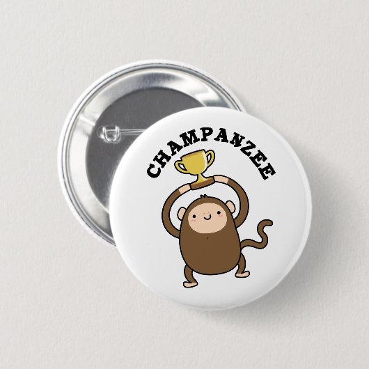 Badge Rond 5 Cm Champanzee Funny Champion Chimpanzé Pun (Devant & derrière)