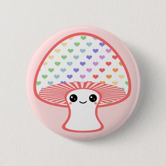 Badge Rond 5 Cm Champignon de coeur de Kawaii (Devant)