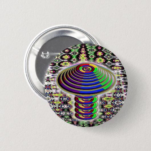 Badge Rond 5 Cm Champignons arc-en-ciel - Géométrique (Devant & derrière)