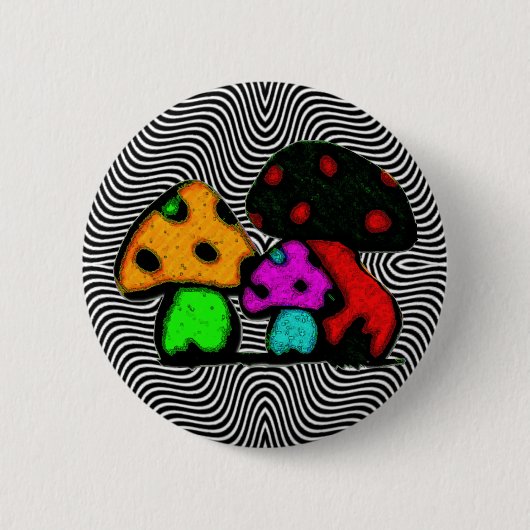 Badge Rond 5 Cm champignons d'amusement (Devant)