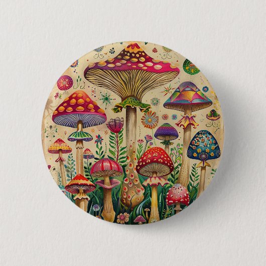 Badge Rond 5 Cm Champignons de contes Fairytale (Devant)