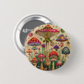 Badge Rond 5 Cm Champignons de contes Fairytale (Devant & derrière)
