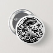 Badge Rond 5 Cm Champignons et fleurs vintage (Devant & derrière)