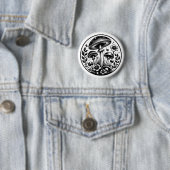 Badge Rond 5 Cm Champignons et fleurs vintage (En situation)