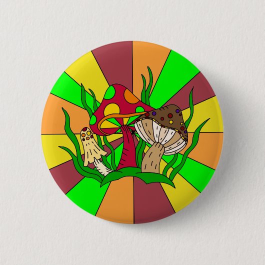 Badge Rond 5 Cm Champignons magiques rétro (Devant)