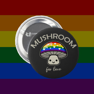 Badge Rond 5 Cm Champignons Pour L'Amour - Champignons Punny LGBTQ