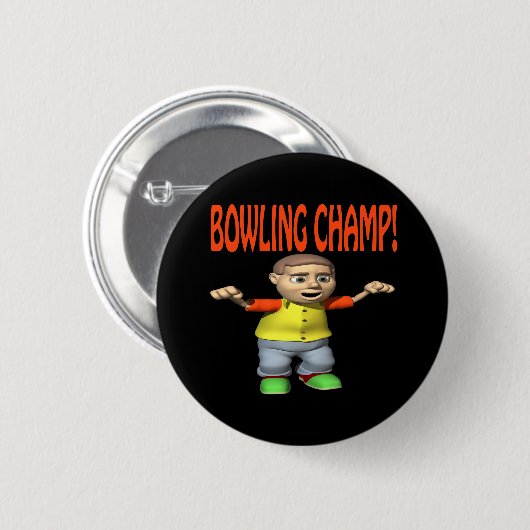Badge Rond 5 Cm Champion de bowling (Devant & derrière)