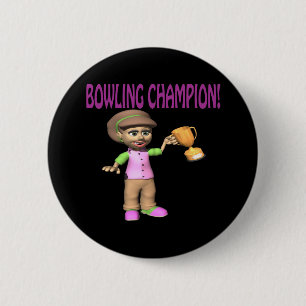 Badge Rond 5 Cm Champion de bowling de femme