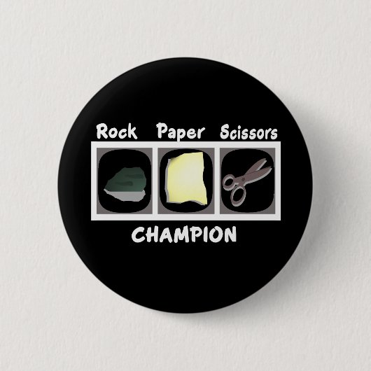 Badge Rond 5 Cm Champion des ciseaux de papier rock (Devant)