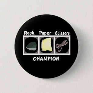 Badge Rond 5 Cm Champion des ciseaux de papier rock