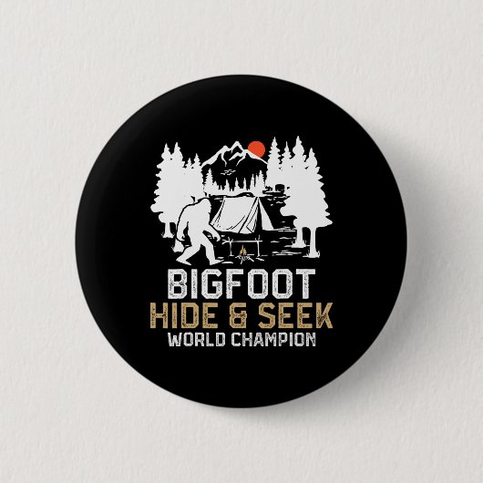 Badge Rond 5 Cm Champion du Monde de Cache-Cache de Bigfoot Drôle (Devant)