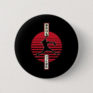 Badge Rond 5 Cm Championnat féminin de softball de style japonais