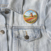 Badge Rond 5 Cm Champs de fleurs des Pays-Bas (En situation)