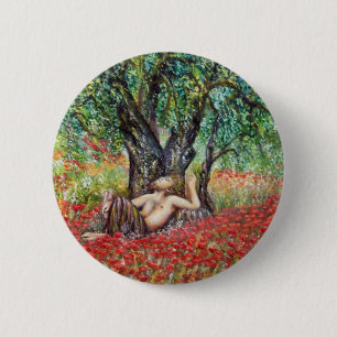 BADGE ROND 5 CM CHAMPS DE PAN, D'OLIVE ET DE POPPY