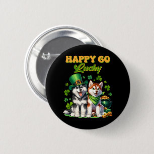 Badge Rond 5 Cm Chanceux Toutou Husky Mignon St. Patrick