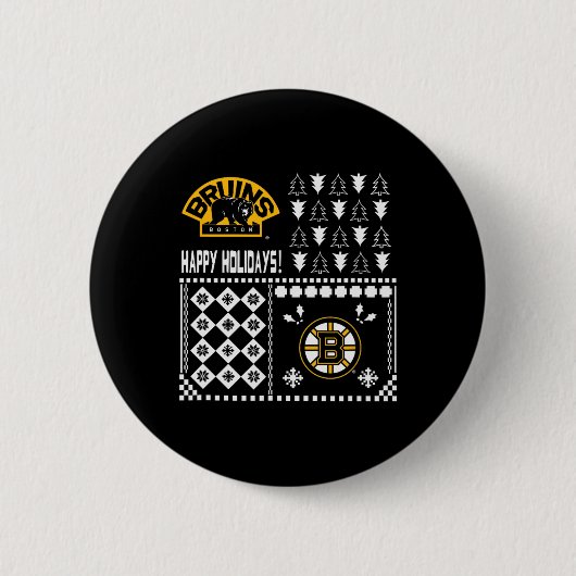 Badge Rond 5 Cm Chandail de Noël moche de Boston Bruins (Devant)