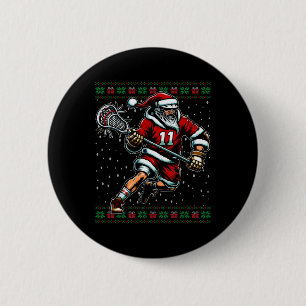 Badge Rond 5 Cm Chandail de Noël moche père Noël Lacrosse
