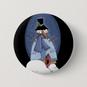 Badge Rond 5 Cm Chandails et cadeaux Snowman Blue