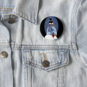 Badge Rond 5 Cm Chandails et cadeaux Snowman Blue (En situation)