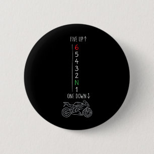 Badge Rond 5 Cm Changement de vitesse de moto un en bas cinq en ha