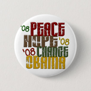 Badge Rond 5 Cm Changement Obama 1 d'espoir de paix