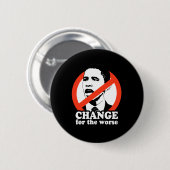 BADGE ROND 5 CM CHANGEMENT POUR LE PIRE / T-SHIRT ANTIOBAMA (Devant & derrière)