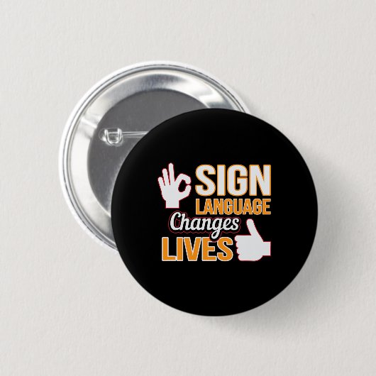 Badge Rond 5 Cm Changements de langue Vit Asl Interprète Sourd Déf (Devant & derrière)
