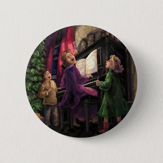 Badge Rond 5 Cm Chant de Noël le long (Devant)