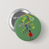 Badge Rond 5 Cm Chant d'oiseaux (Devant & derrière)