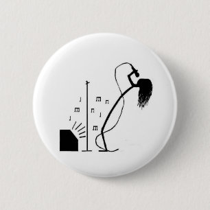 Badge Rond 5 Cm Chanteur de bâton