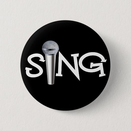Badge Rond 5 Cm Chantez avec le microphone (Devant)