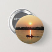 Badge Rond 5 Cm Chao Phraya River Sunset ... Ayutthaya, Thaïlande (Devant & derrière)