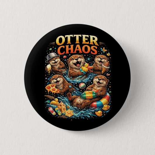 Badge Rond 5 Cm Chaos de loutre (Devant)