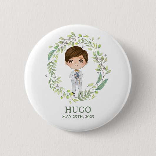 Badge Rond 5 Cm Chapa Primera Comunión HUGO (Devant)
